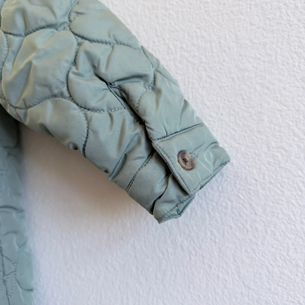 Baby Gap Toddler Sage Green Onion Quilted Button Front Puffer Jacket 3 Years